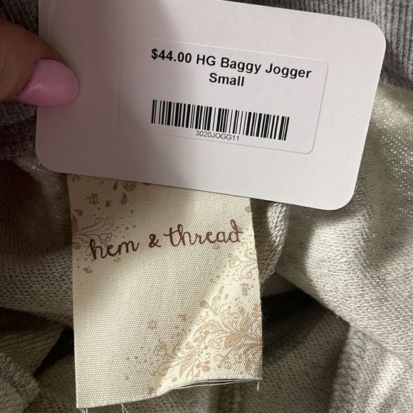 Hem & Thread Gray Baggy Athletic Jogger, NWT, SZ Small thru Large - Picture 7 of 7